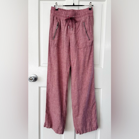 Athleta Cabo 100% Linen Wide Leg Pants Tawny Rose Pink Size 2 - Picture 2 of 14